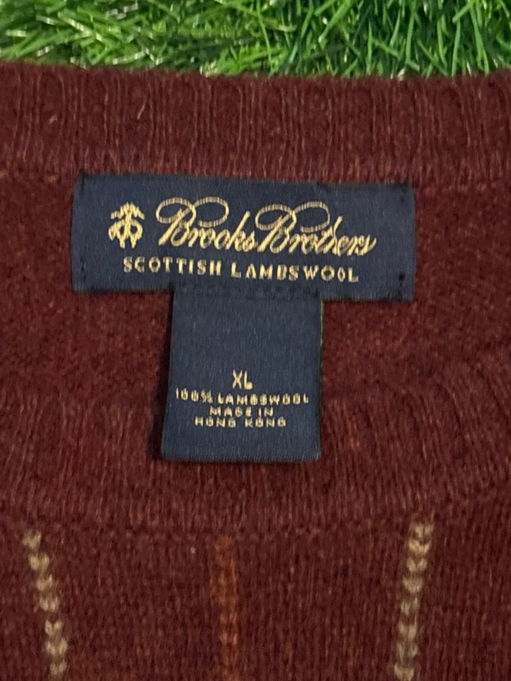 BrooksBrothers Men’s Burgundy Plaid Wool Sweater XL